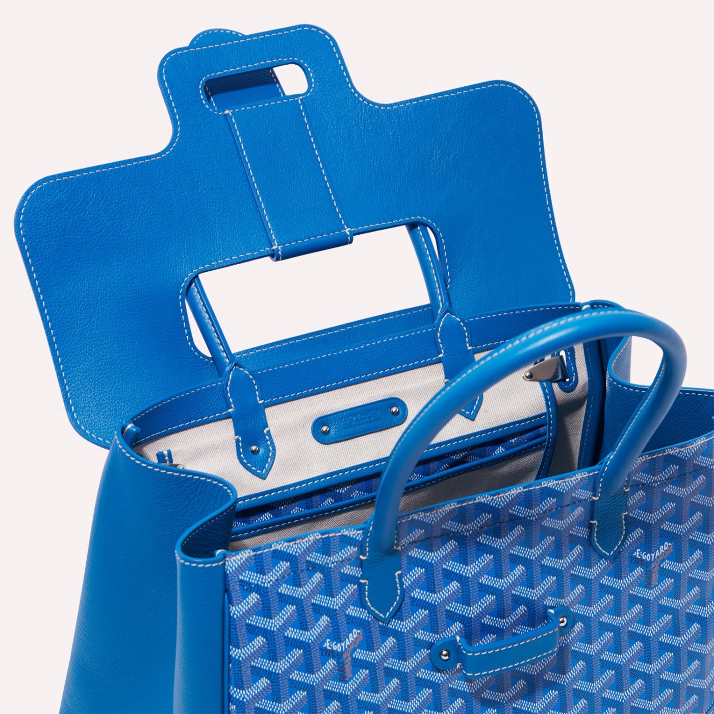 Goyard Saigon Tote Sky Blue Goyardine Canvas Palladium Hardware - Image 5